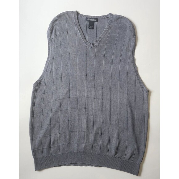 Brooks Brothers Sweater Vest Mens XL Gray 100 Italian Mercerized Cotton Golf - Picture 1 of 9